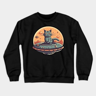 Cat Sitting On A UFO Crewneck Sweatshirt